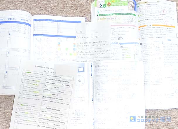中学３年生・英太君の２学期期末テスト対策で英語数学理科のワーク・プリントなどをしました。